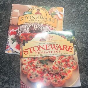 2 Pampered Chef Stoneware Sensations Cookbooks Free seasons best thrown in free